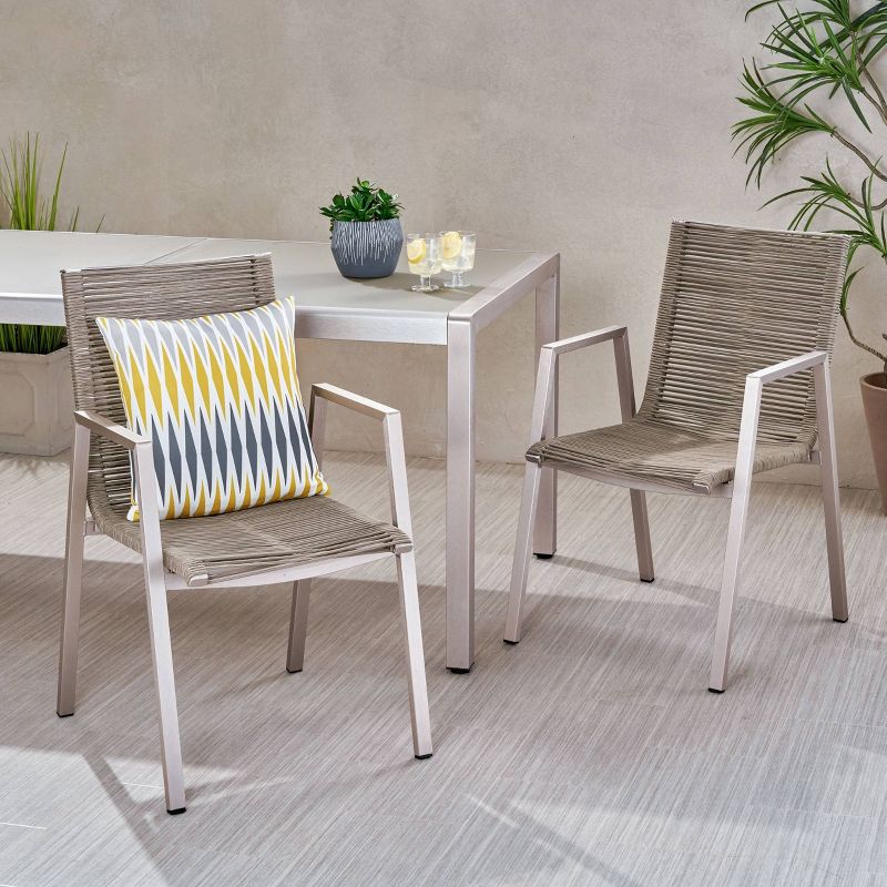 Deloris 2pk Aluminium Dining Chairs - Christopher Knight Home, 3 of 7