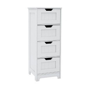 SEVOBAL Bathroom Storage Cabinets, Floor Organizer with 4 Drawers, Freestanding Storage for Bathroom Living Room, White, 11.81"*11.81"*32.68" - 1 of 4