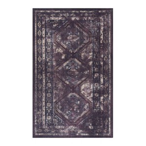 LunaLulinlk Black Washable Rug 5x8 Area Rug (Black+Burgundy, 5' x 8') - 1 of 4
