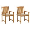 vidaXL Patio Chairs Outdoor Patio Dining Chair with Cushions Solid Wood Acacia - Beige 2 pcs - 2 of 4