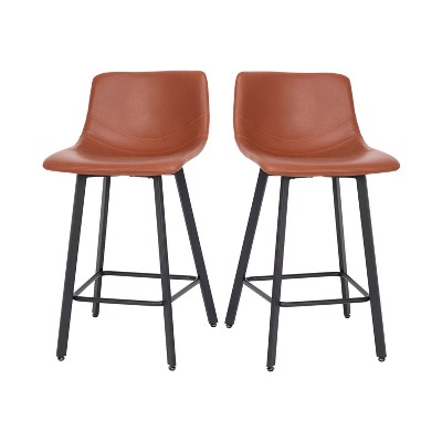 Flash Furniture Caleb Modern Armless 24 Inch Counter Height Stools Commercial Grade with Footrests and Matte Metal Frames, Set of 2