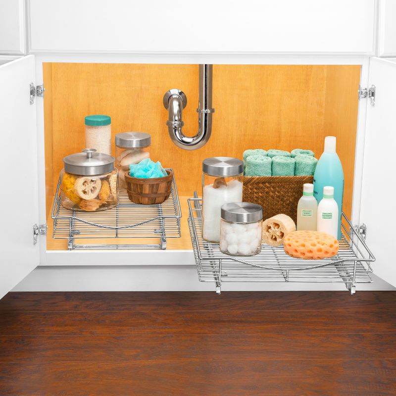 Lynk Professional Slide Out Cabinet Organizer - Pull Out Under Cabinet Sliding Shelf - 14&#34; wide x 18&#34; deep - Chrome, 6 of 25