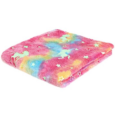 The Lakeside Collection Glow-in-the Dark Blanket for Kids 50" x 60" - Unicorn