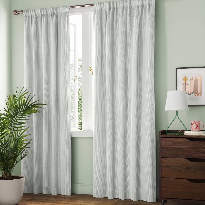 Blackout Baby Striped Window Curtain Panel Gray/Ivory - Room Essentials™, 3 of 7
