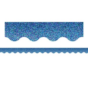 Teacher Created Resources Blue Sparkle Scalloped Border Trim, 35 Feet (Pack of 6) - 1 of 1