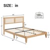 Natural Full-Size Platform Bed Frame – Modern Rattan Headboard & LED Lights, Farmhouse Noise-Free Foundation (Wood Slats), No Box Spring Needed - 4 of 4