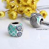 Owl Charm European Bead Blue CZ Sterling Silver Green Enamel Ginger Lyne Collection - 2 of 4