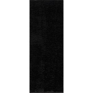 Hauteloom Faina Solid Black Shag Washable Area Rug - 1 of 4