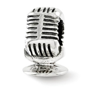 Black Bow Jewelry Microphone Bead Charm in Antiqued Sterling Silver - 1 of 3