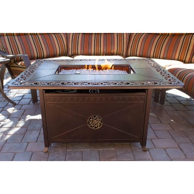 Elegant Bronze Rectangular Gas Fire Pit Table