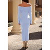 Women's 2025 Fall Off-Shoulder Bodycon Sweater Dress - Elegant Long Sleeve Midi/Maxi Dress for Club, Party & Formal Occasions Blue - 4 of 4