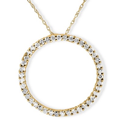 Pompeii3 1 Ct Real Diamond Circle Of Life Eternity Round Pendant 14K White or Yellow Gold