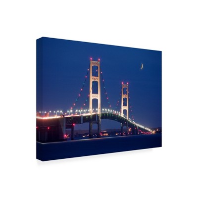 Trademark Fine Art -Monte Nagler 'Mackinaw Bridge At Night St. Ignace Mi Color' Canvas Art