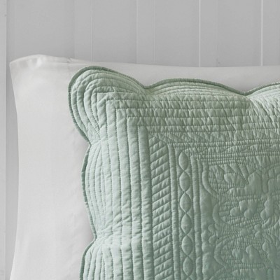 Seafoam Green Microfiber Reversible Full/Queen Quilt Set