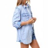 Women's Chambray Button Down Shirt With Roll Up Sleeve - Doe and Rae - 3 of 4