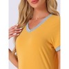 cheibear Women's V Neck Short Sleeves with Pockets Slit Long Nightgown - 4 of 4