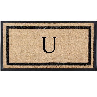 A1HC Natural Coir & Rubber Doormat for Outdoor Indoor Entrance, Long Lasting Easy to Clean Front Door Mat 24x48, Monogrammed