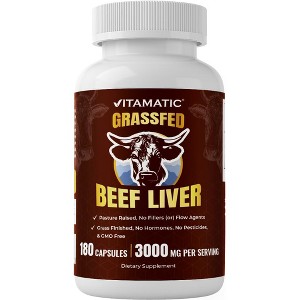 Vitamatic Grass Fed Beef Liver - 180 Capsules - 1 of 4