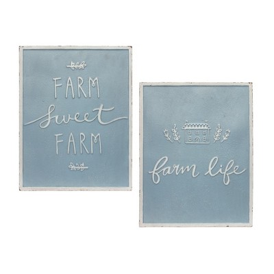 Melrose Metal Farm Life Sentiment Sign (Set of 2)