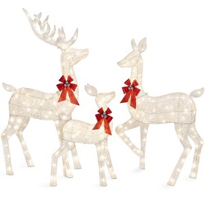 Best Choice Products 6.5ft 3-Piece Lighted Christmas Deer Set Outdoor Yard Decoration with 385 LED Lights, Stakes - 1 of 4