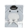 Hudson Baby Unisex Cotton Animal Face Hooded Towel, Hippo, One Size - 2 of 2