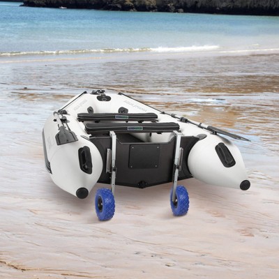 300LBS Boat Launching Wheels Stainless Steel Transom Launching Wheel Dolly with 10" Wheel Set for Inflatable Boat & Aluminum Boat