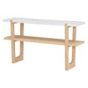 VYNXARIA Console Table with Marble-Effect Top, Retro Entryway Table with Open Shelf, Sofa Table for Entryway, Hallway and Living Room (Natural) - 3 of 4