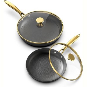 imarku Frying Pans, Frying Pan with Lid 2Pcs - 10 Inch and 12 Inch Long Lasting Nonstick Frying Pan Cast Iron Skillets, Frying Pans Nonstick with Lid - 1 of 4
