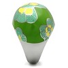 Slickblue Women’s Glossy Green Epoxy Ring – Yellow Floral Motif with Dotted Accents, Stainless Steel, Sizes 5–10 - 4 of 4