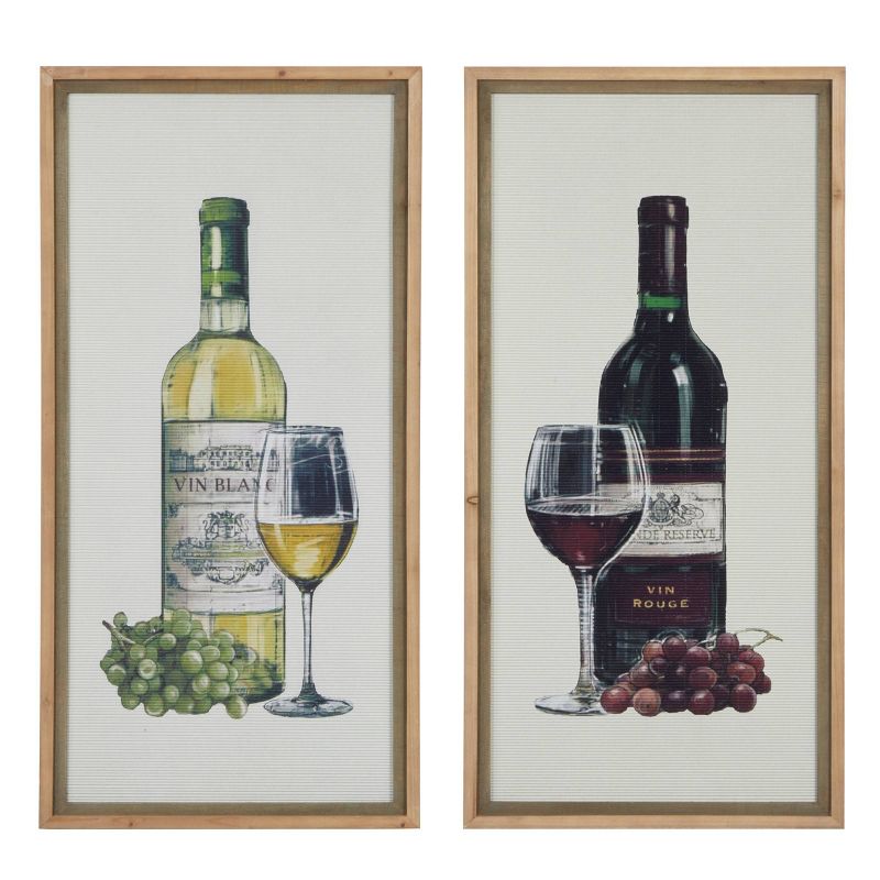 Farmhouse Wood Wine Framed Wall Art Set of 2 Brown - Olivia &#38; May, 1 of 12