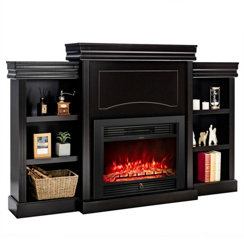 Tall black tv stand with deals fireplace