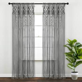 Boho Macrame Textured Cotton Window Curtain Panel - Lush Décor