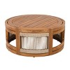 27'' Acacia Wood Coffee Table with Handwoven Rope Accent,Stylish Outdoor Patio Table for Modern Spaces – The Pop Home - 4 of 4