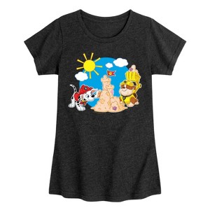 Girls' - Paw Patrol - Marshall And Rubble Beach Fitted Short Sleeve Graphic T-Shirt - 1 of 4