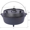 VisioGear Outdoor Camping Deep Pot, 4.5 Quart Grill Cookware With Skillet Lid for Camping, Leg Base, Black, 11"*11"*8.2" - 3 of 4