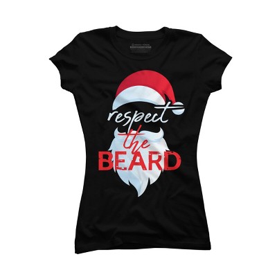 Junior's Design By Humans respect the beard santa claus funny christmas By iLCreative T-Shirt
