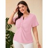 Coolmee Women Plus Size V Neck Button Blouse Short Sleeves Summer Comfy Lightweight Casual Tunic Tops - 4 of 4