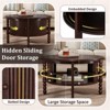 RISOKEYS 30.3" Vintage Round Coffee Table - Mid Century Modern Cocktail Table with Sliding Door and Slatted Design for Small Space - 4 of 4