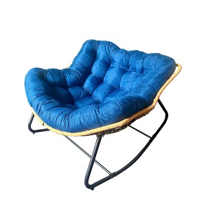 Kumasinova 9.7lbs Ultra-Plush Rattan Rocking Chair with 450lbs Capacity,Cotton Upholstered Rocker Accent Chair for Living Room&Bedroom - 1 of 4