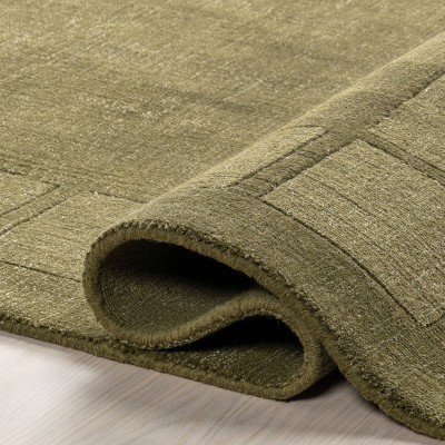 Verdant Green Rectangular Wool-Viscose Flatweave Area Rug 8' x 10'
