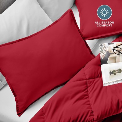 Red Hypoallergenic Microfiber Standard Pillow Sham Set