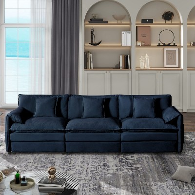 DOMETOUR Oversized Deep 3 Seat Sectional Sofa, Modern Chenille Cloud Couch with 3 Pillows for Living Room Bedroom Apartment Office