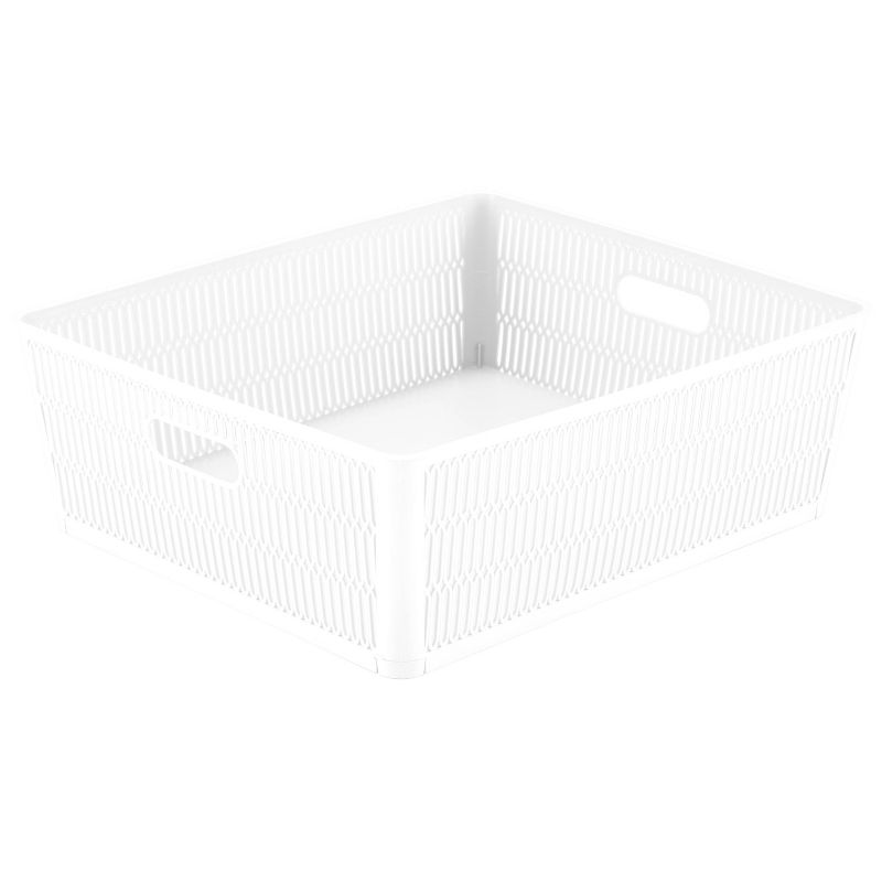 Simplify 2pk Large Slide and Stack Storage Shallow Totes White, 3 of 14