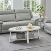 3-Piece Wood Veneer Contemporary Oval Coffee Table Set with Shelf and Wide-Curved Legs for Living Room Storage and Display - 3 of 4