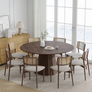 Dovelina 60" Round Dining Table Modern Wood Kitchen Table Dining Room Table for 8 People - 1 of 4