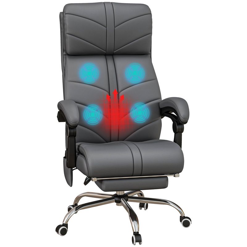 Vinsetto Vibration Massage Office Chair with Heat, Adjustable Height, High Back, Armrest, PU Leathrer Comfy Computer Chair, 1 of 7