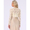 Allegra K Women's Floral Lace Ruffle Long Sleeve Open Front Cropped Cardigan - 3 of 4
