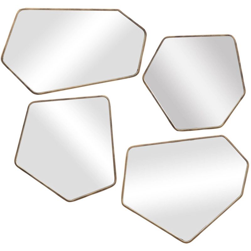 Uttermost Asymmetrical Vanity Decorative Accent Wall Mirrors Set of 4 Modern Aged Gold Frame 19 3/4" Wide for Bathroom Bedroom, 1 of 2