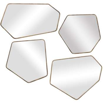 Uttermost Asymmetrical Vanity Decorative Accent Wall Mirrors Set of 4 Modern Aged Gold Frame 19 3/4" Wide for Bathroom Bedroom