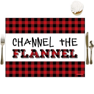 Big Dot of Happiness Lumberjack - Channel The Flannel - Party Table Decorations - Buffalo Plaid Party Placemats - Set of 16